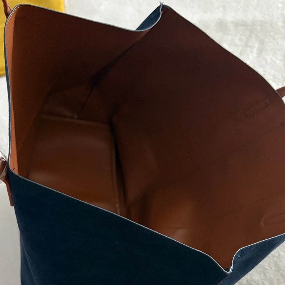 Chic Navy Tote with Teal and White Stripe - Picture 4 of 4